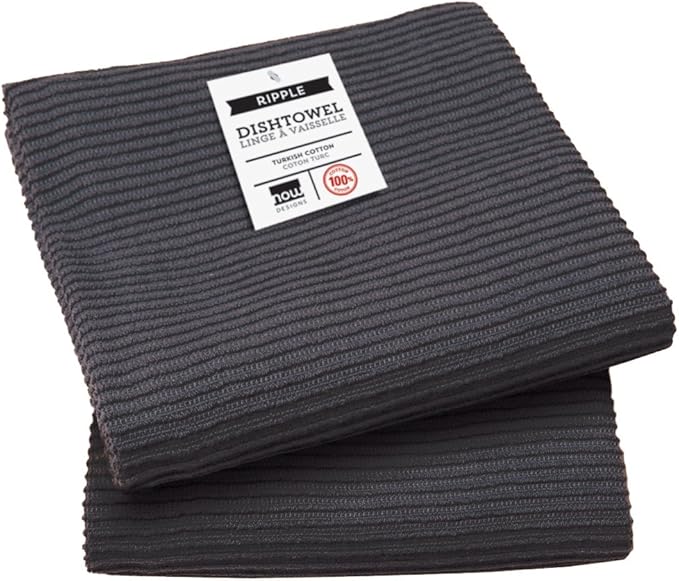 Now Designs Ripple Kitchen Towel, Set of 2, Black