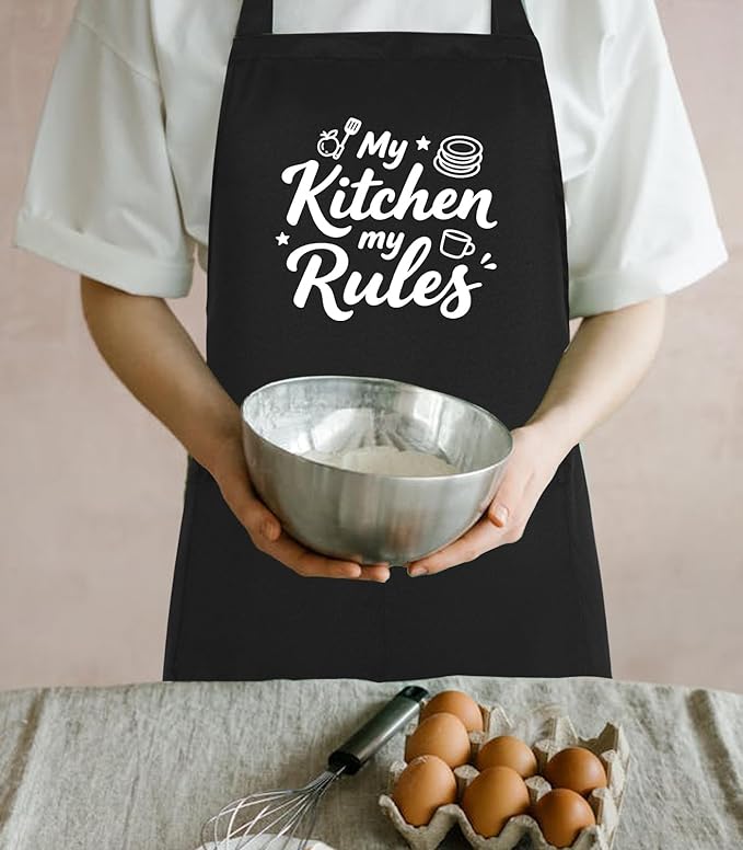 Funny Aprons for Women with 2 Pockets, Adjustable Kitchen Apron for Cooking, Baking Gifts for Birthday Christmas