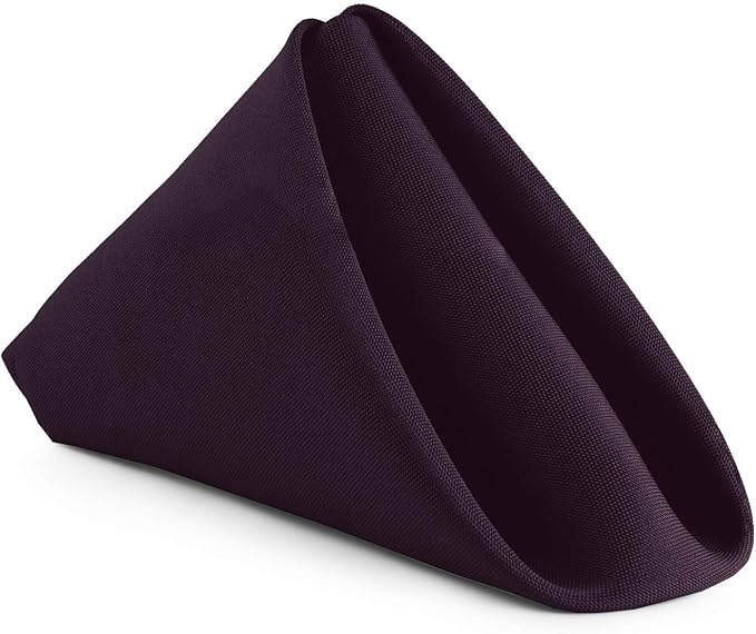 Gee Di Moda Cloth Napkins - 17 x 17 Inch Eggplant Dinner Napkins - Set of 12 Soft & Absorbent Washable Fabric Cloth Table Napkins with Hemmed Edges for Hotel Restaurant, Holiday Parties & Wedding