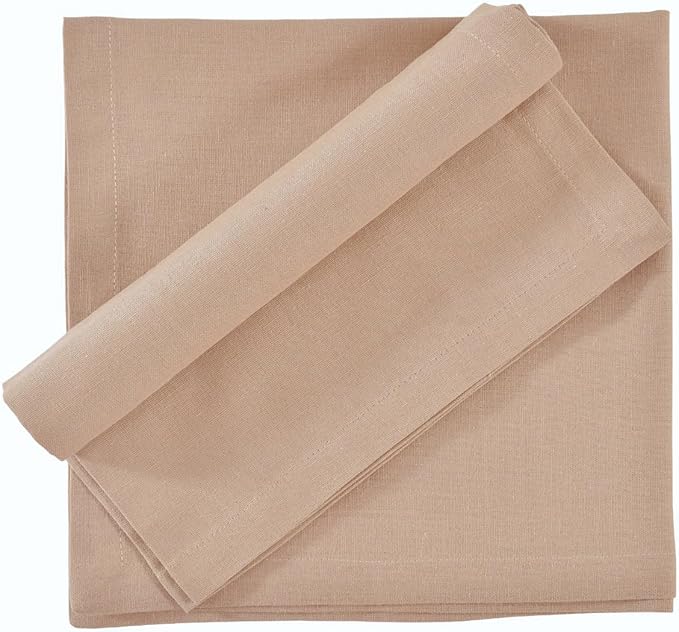 FINGERCRAFT Dinner Cloth Napkins, Cotton Linen Blend Mitered Corner Napkins Cloth 12 Pack Natural Premium Quality for Every Day Use, Parties, Easter, Thanksgiving, Weddings, 18x18 inch Taupe