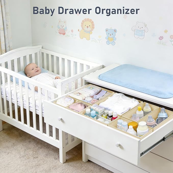 DIMJ Drawer Organizer Clothes - 30 Pack Closet Drawer Organizer Bins for Baby Clothes Storage, Fabric Dresser Organizer for Nursery Bedroom, Foldable Small Drawer Dividers for Underwear Socks
