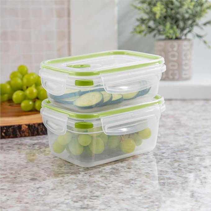 Sterilite Ultra-Seal 3.1 Cup Rectangle, Airtight Food Storage Container, Latching Lid, Microwave and Dishwasher Safe, Clear With Green Gasket, 24-Pack