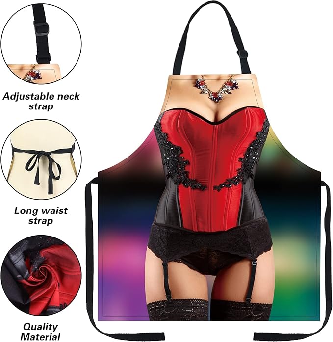 Sexy Aprons for Women Funny Kitchen Cooking Apron for House Warming Party Christmas Gag Gift Exchange