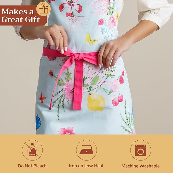 Maison d' Hermine 100% Cotton Apron for women with Pocket Kitchen Chef Apron for Men Cooking Mothers Day Gifts