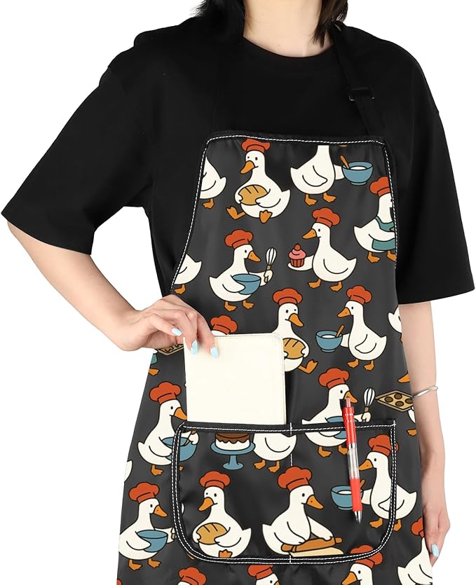VAMSII Cooking Apron with Pockets Girls Chef Apron BBQ Baking Kitchen Apron for Girl Just a Girl Who Loves Cooking and Baking