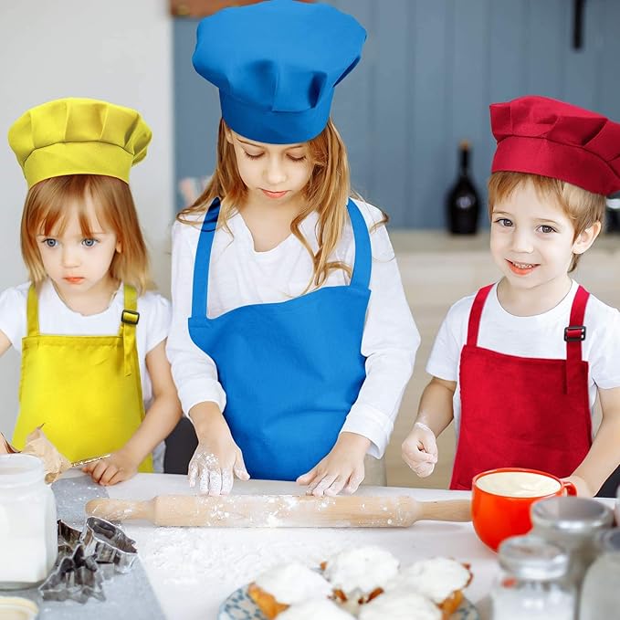 Tamicy 10 Pieces Kids Chef Hat and Apron Set