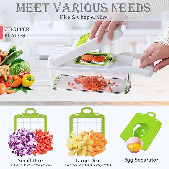Pro-Series 20-in-1 Vegetable Chopper, Dewpeton Mandoline Slicer, Veggie Chopper, Food Chopper with Container, Vegetable Cutter Chopper & Spiralizer for Onion Salad (Home Essential Gadget & Kitchen)
