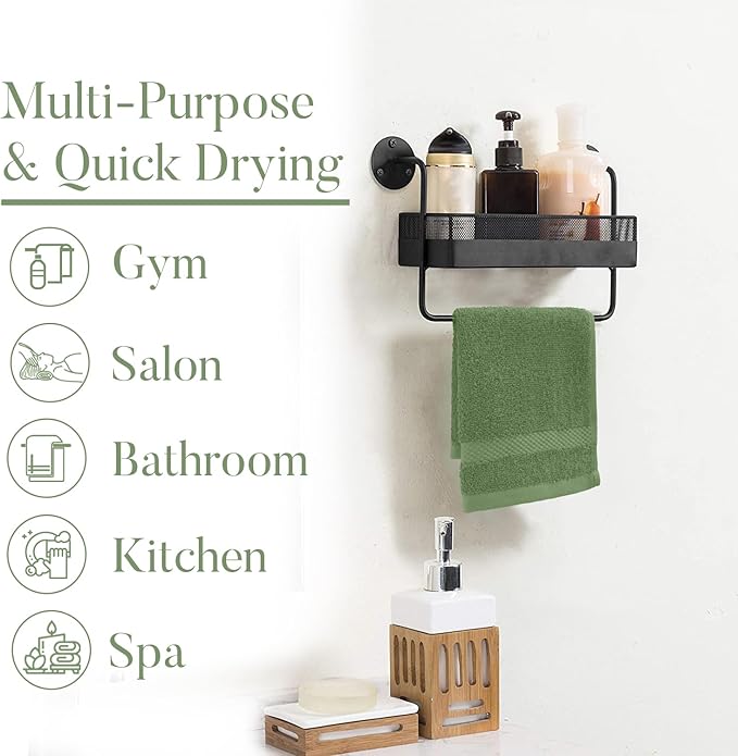 DAN RIVER 12-Pack Premium 100% Cotton Sage Green Face Towels for Bathroom - Reusable Face Wash Cloths for Showering 12x12 Inches - 550 GSM Super Soft & Absorbent Luxury WashCloths for Body, Spa & Gym