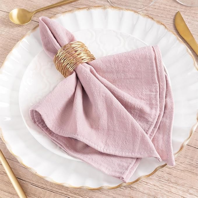 MLMW Dusty Pink Napkins Cloth Set of 6 Spring Easter Cotton Cloth Napkins Bulk Washable Dinner Napkins 16"×16" for Wedding Party Baby Bridal Shower Birthday Table Decor