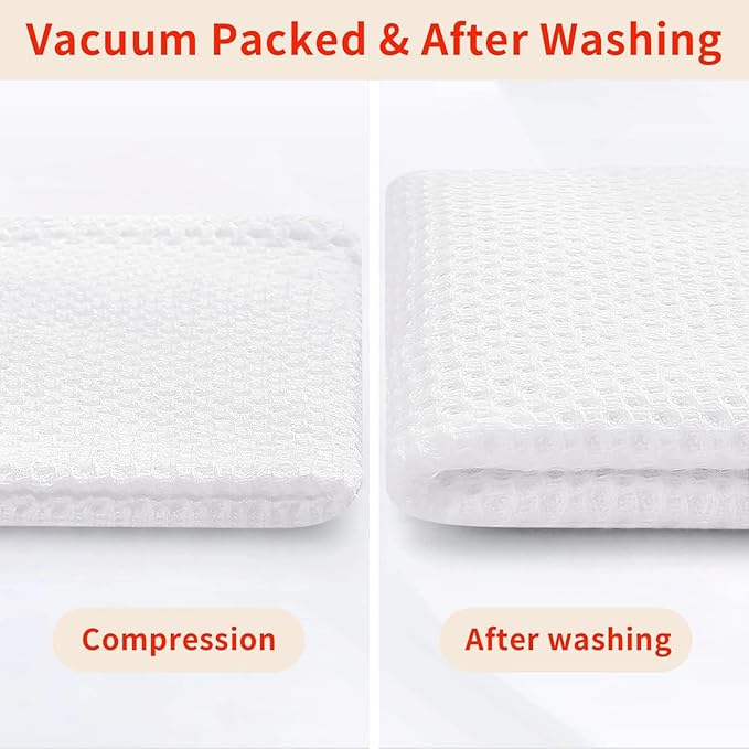 Homaxy 100% Cotton Kitchen Towels and Dishcloths Set, 12 x 12 Inches and 13 x 28 Inches, Set of 16 Bulk Kitchen Towels Set, Ultra Soft Absorbent Dish Cloths for Washing Dishes, White