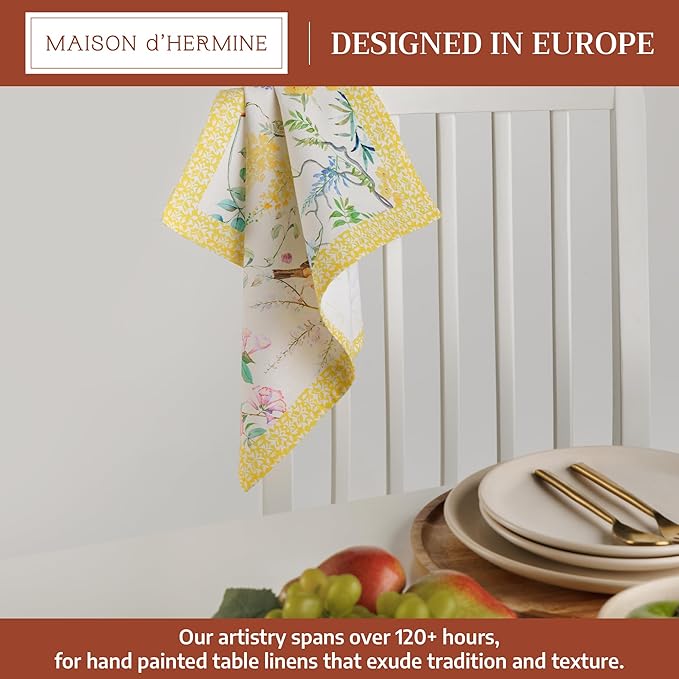 Maison d' Hermine Cloth Napkins Set of 4 100% Cotton Everyday Reusable Square Napkins Cloth Washable Dinner Party Wedding Restaurant Gifts for Mothers Day Spring/Summer (Sitelle, 18" x 18")