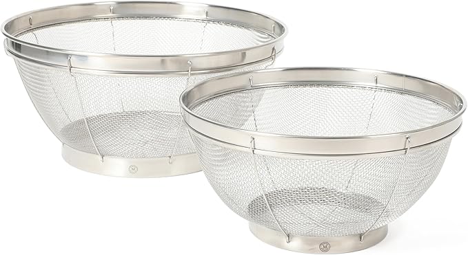 Martha Stewart Covello Stainless Steel Mesh Colander Set 2-Pieces, Silve