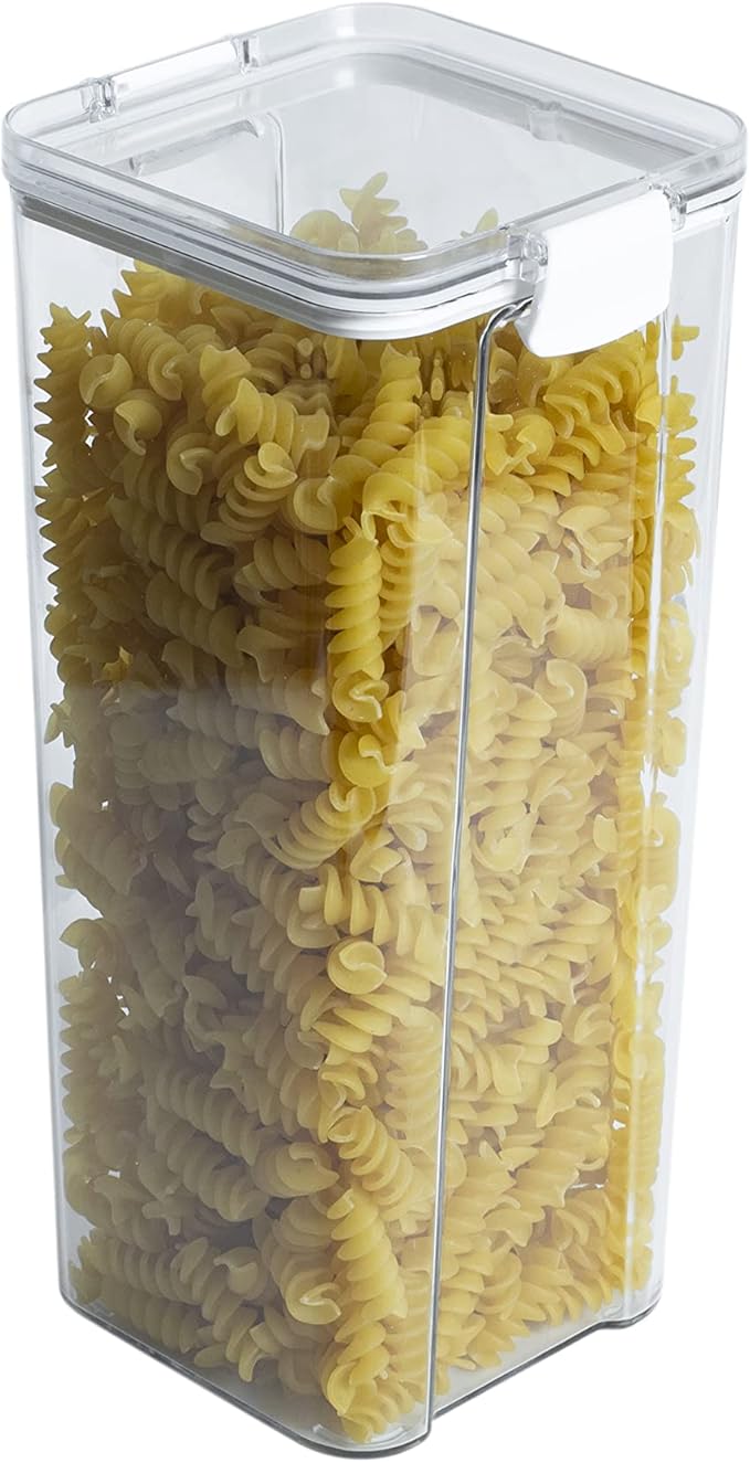 Kitchen Spaces Food Storage Container, 7.5 Cup Capacity, Airtight Lid Seal, Compact and Stackable, Ideal for Pasta, Grains, or Snacks, BPA-Free Plastic, Extra Large