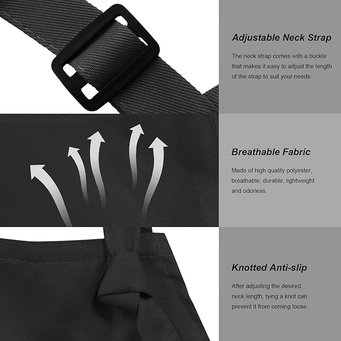 15 Pcs Adult Aprons Bulk with Pockets Adjustable Bib Chef Apron for Women Men Painting Cooking Crafting (S/L)