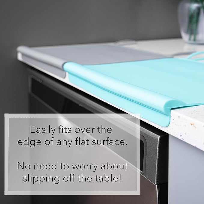 The Table Tyke Table Tyke Placemat XL Silicone Baby Placemat with Teething Edge Bumper - Waterproof Toddler Table Mat for Eating, BPA Free, Dishwasher Safe (Sky Blue)