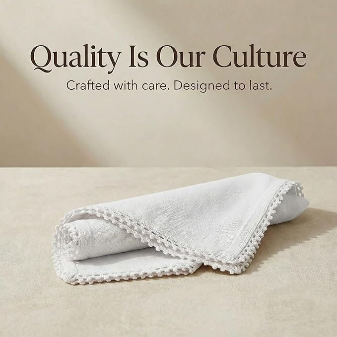 ACCENTHOME White Cloth Napkins Set of 12 18x18 inch Cotton Dinner Napkins - Washable Soft Premium Hotel Quality Reusable Perfect Table Napkins for Family Dinners, Weddings & Everyday Use