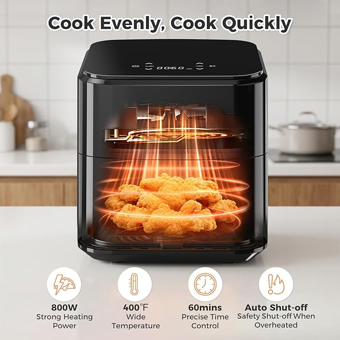 NEWBULIG Air Fryer, Compact Digital 3 Qt Airfryer with Nonstick Plate & Dishwasher Safe Basket, Quick Easy Meals, Features Auto Shutoff and Simple Touchscreen, Ideal for Small Spaces
