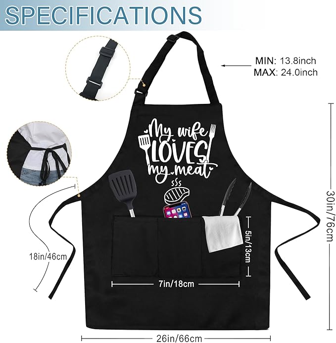 Grilling Aprons for Men,Cnavas Corss Back with Large Pockets Adjustable Chef Aprons, Funny Gifts for Men