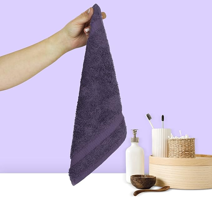 Chakir Turkish Linens 100% Cotton Premium Turkish Towels for Bathroom | 13'' x 13'' (6-Piece Washcloth, Plum)