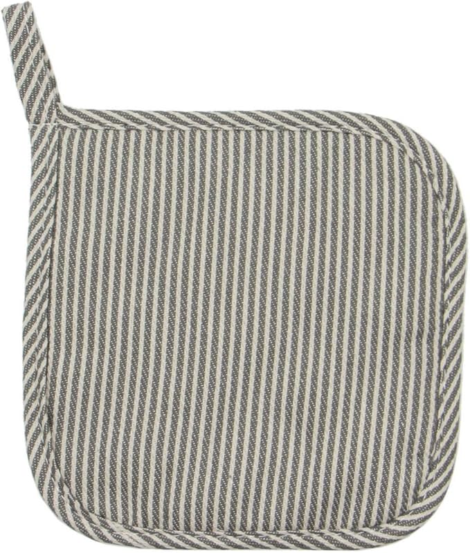 Cotton Oven Mitts and Pot Holders Set, Kitchen Quilted Oven Gloves, Hot Pan Mat Pads Set for Cooking Grilling Barbeque Baking Heat Resistant Set of 3 (3, Grey Stripes)