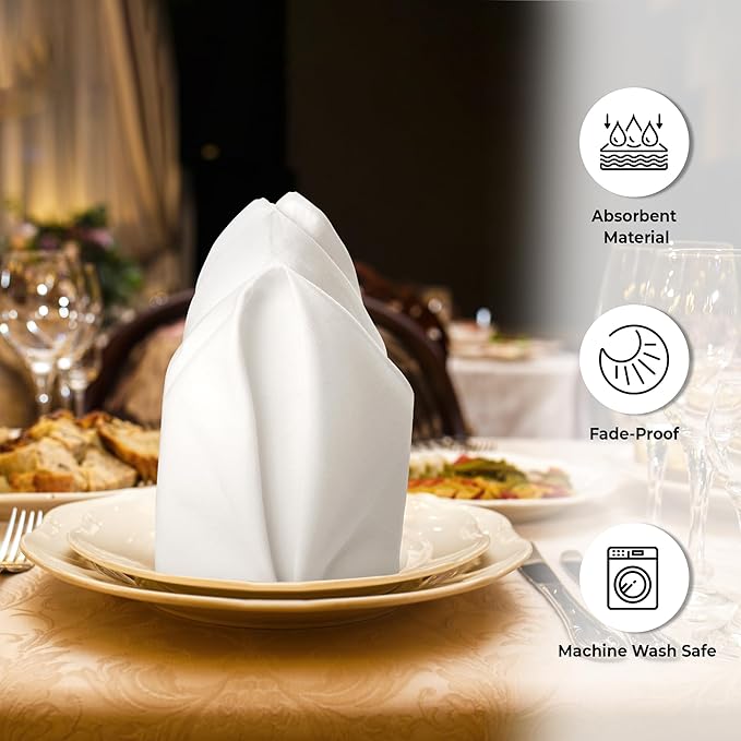 Urban Villa Cloth Napkins Ivory Dinner Napkins Set of 12 (18X18) 100% Cotton Absorbent Washable Durable Reusable Cloth Napkins Ideal for Easter Decorations Hotel Collection Farmhouse Parties Napkins