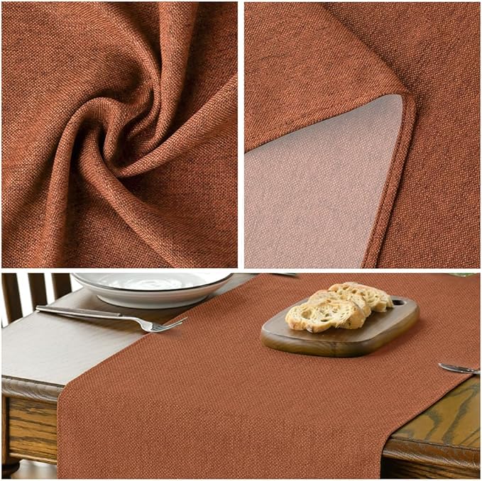 Artoid Mode Rusty Orange Table Runner, Seasonal Fall Thanksgiving Washable Kitchen Dining Table Decoration for Home Party Decor 13x108 Inch