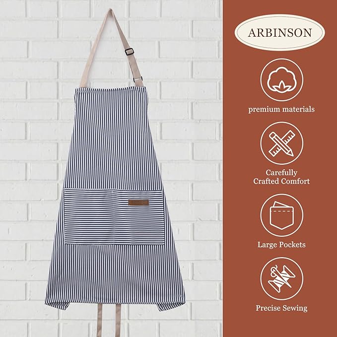 2 Pack Cooking Aprons Adjustable Bib Apron for Women with 2 Pockets, Kitchen Restaurant Men Chefs Aprons