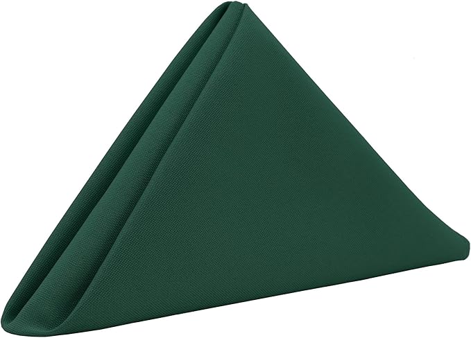 Your Chair Covers Cloth Polyester Napkins, 20 x 20 Inch, Washable Dinner Fabric Linen Napkins with Hemmed Edges for Restaurant, Wedding and Holiday Pack of 10 (Hunter Green)
