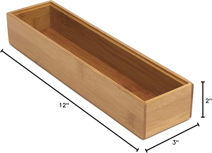 Lipper International 8182S Bamboo Wood Stacking Drawer Organizer Box, 3" x 12"