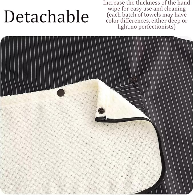 2 Pack Kitchen Apron with Hand Wipe,Water-drop Resistant with 2 Pockets Cooking Bib Aprons for Women Men Chef