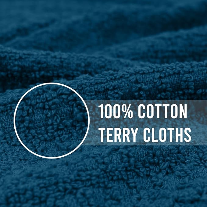 DAN RIVER Premium Dish Cloth 100% Cotton 12 X 12 Inches |Pack of 8|-Ultra Soft Tea Towels-Highly Absorbent Kitchen Rags-Terry Dishcloth for Kitchen and Household Cleaning |Blue Opal|