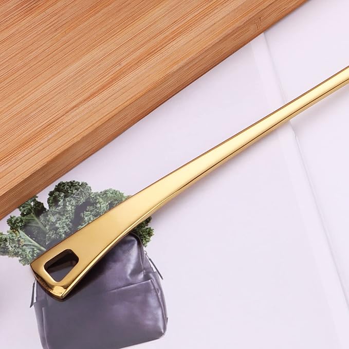 4 oz. High Grade Kitchen Ladle Heavy Duty Soup Ladle 11 Inch Stainless Steel Cooking Ladle Kitchen Accessories for Stirring Portioning and Serving Soups Gravy Sauces Chili Stew and More(Gold)…