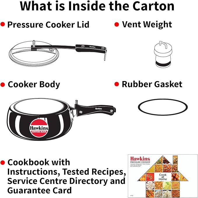 Hawkins 3.5 Litre Contura Black Pressure Cooker, Hard Anodised Inner Lid Cooker, Handi Cooker, Black (CB35)