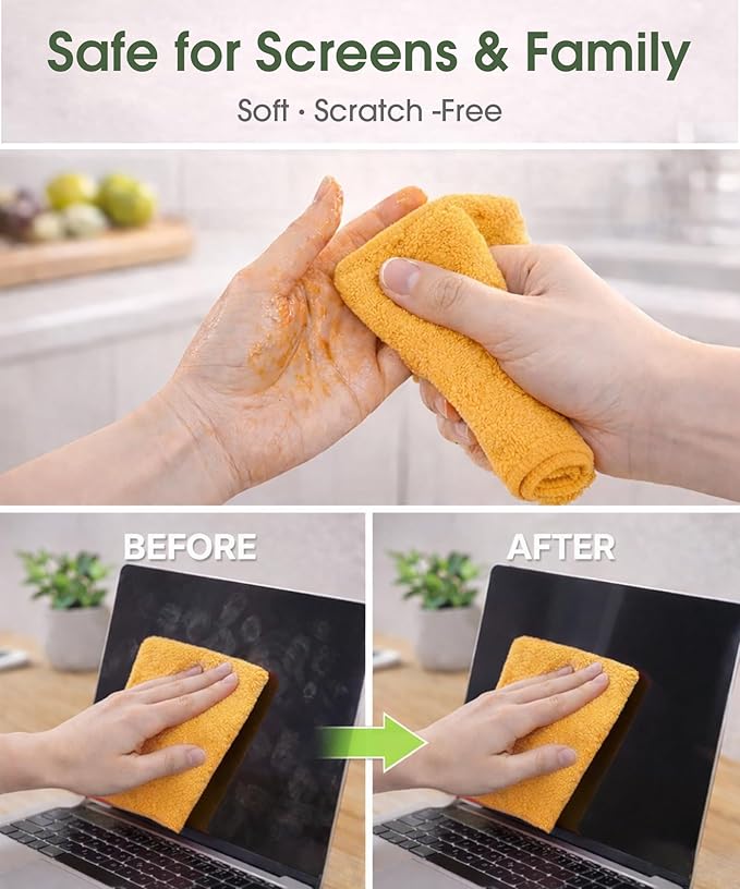 Microfiber Cleaning Cloth Roll–100 Pack, Tear Away Microfiber Towels, Reusable, Washable, Scratch-Free, Kitchen Towels for Car, Home, Kitchen, Glass, Dishes(Tangerine Yellow)