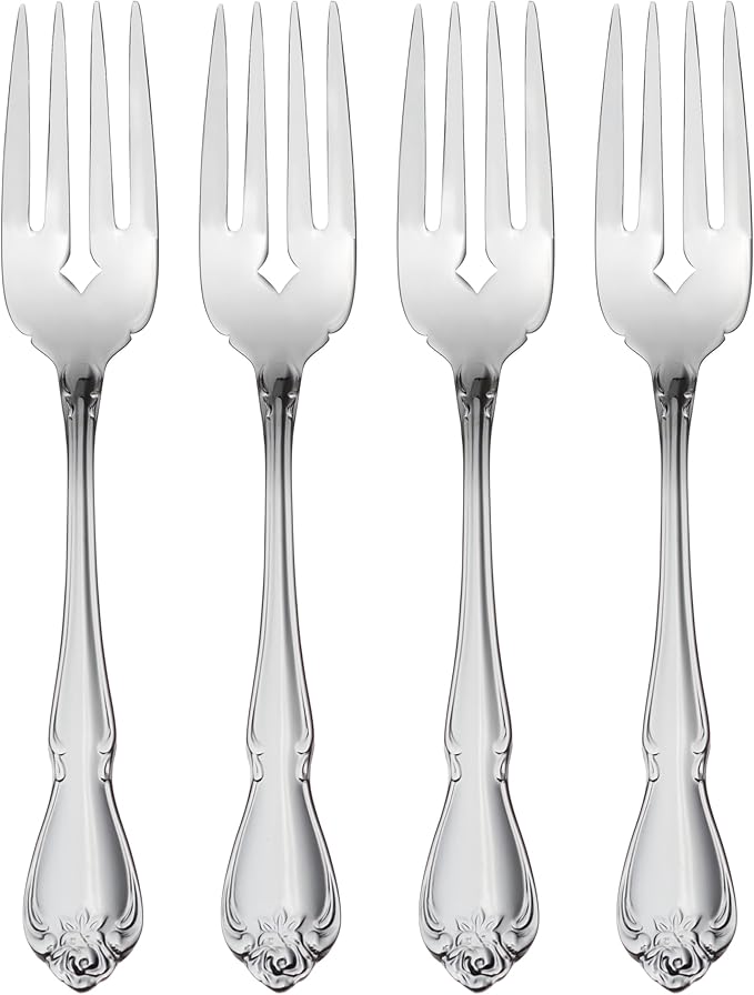 Oneida Silverware Set, True Rose Everyday Salad Forks 4-Piece Flatware Set, Service For 4, 18/0 Stainless Steel, Mirror Finish, Dishwasher Safe, Home & Kitchen Utensils, Salad Fork (Silver, 4 Pieces)