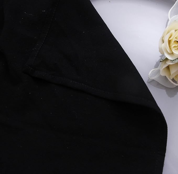 Cotton Fall Cloth Napkins Set of 12, 16’’x16’’, Dinner Cloth Napkins Washable Bulk with Hemmed Edges, for Hotel Restaurant, Wedding, Thanksgiving (Black)