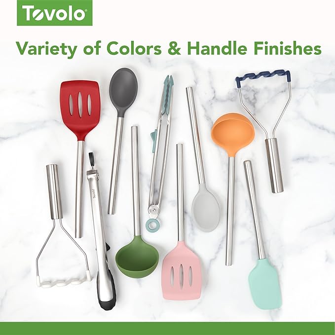 Tovolo Silicone Ladle With Stainless Steel Handle Deep Soup Ladle for Cooking Canning Serving Soup Punch Stew Sauce, Large Kitchen Utensil Spoon Dishwasher Safe BPA Free Silicone Black