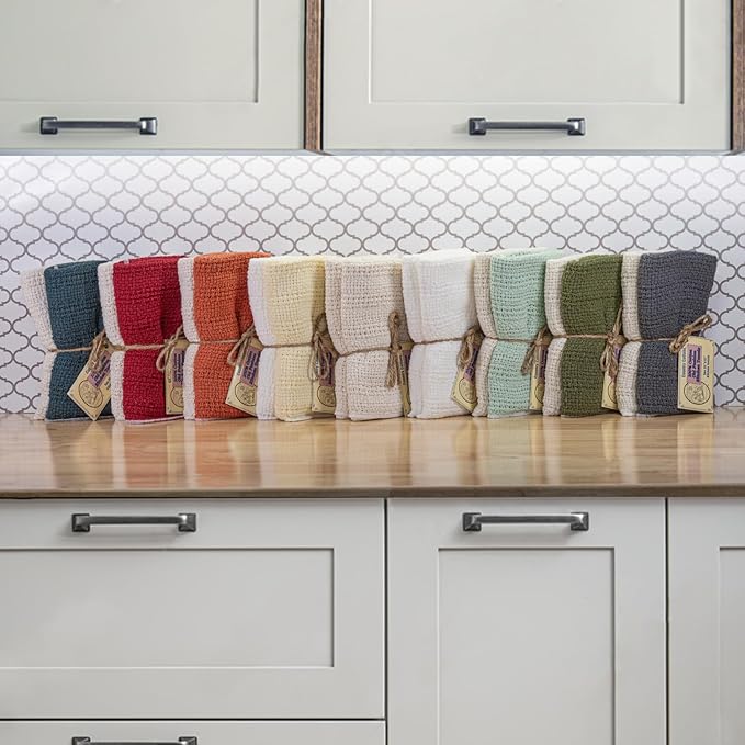 Old Fashion 100% Cotton Kitchen Towels - Set of 2-24"x15" (White)