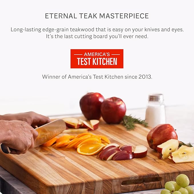 Teakhaus Cutting Board - Extra Large (XL) Wood Cutting Board with Grip Handles - Holiday Gift Ideas for Men and Women - Gift-Ready, Reversible, Edge Grain Wood, Knife Friendly - FSC Certified
