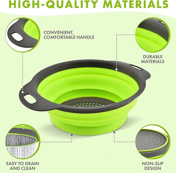 Silicone Collapsible Colander Sink Colander Collapsible Camping Versatile Collapsible Strainer Sink strainer basket over Sink Strainer (Red Green Blue)