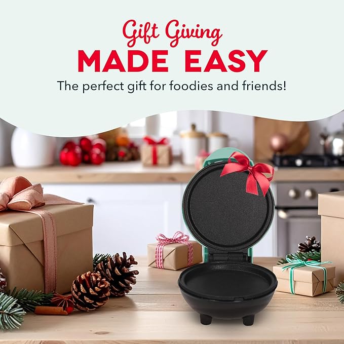 Dash Mini Maker Griddle - Compact Griddle for Creative Homemade Treats - PTFE nonstick surface, Quick Heat-Up System & Space-Saving Design - Red