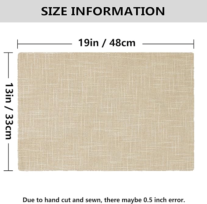 Kevin Textile Table Mats Set of 4 Heat Resistant Washable Placemats for Parties Buffet Dinner, 13 x 19 inches, Light Beige