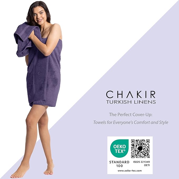 Chakir Turkish Linens Luxury Spa and Hotel Quality Premium Turkish Cotton 6-Piece Towel Set (2 x Bath Towels, 2 x Hand Towels, 2 x Washcloths)