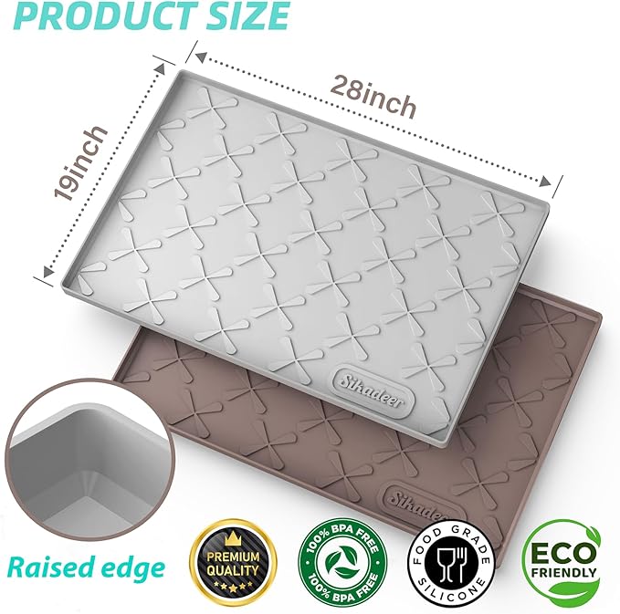 SIKADEER 28" x 19" Under Sink Mat Waterproof, Silicone Mat Kitchen Drawer Shelf and Cabinet Liner, Sink Protector for Kitchen Organizers and Storage, Boot Tray Pet Food Mats
