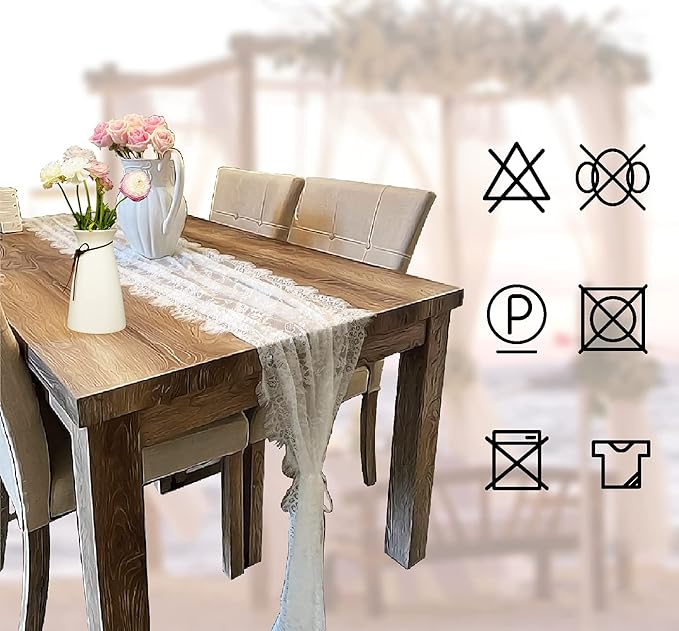 3 Pcs White Lace Table Runner 14 x 120 Inch Embroidered Boho Table Runner for Wedding Party Bridal Shower Decorations Vintage Rustic Table Runners