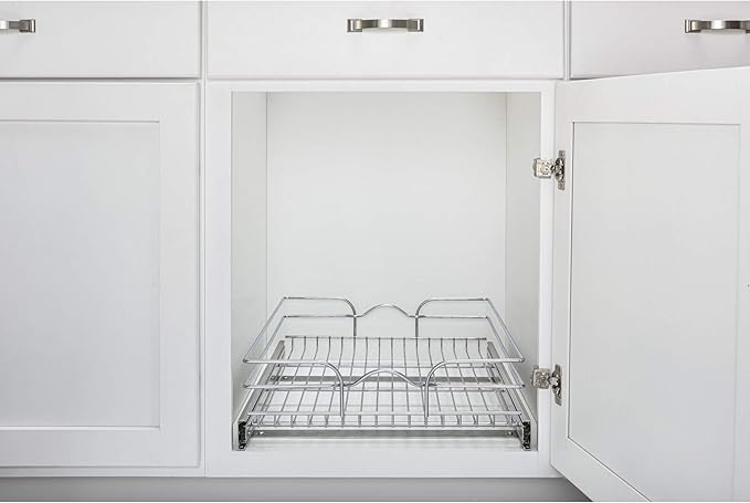 Rev-A-Shelf Kitchen Cabinet Pullout Shelf and Drawer Organizer Slide Out Pantry Storage Basket in Multiple Sizes, 15 x 20 In, 5WB1-1520CR-1