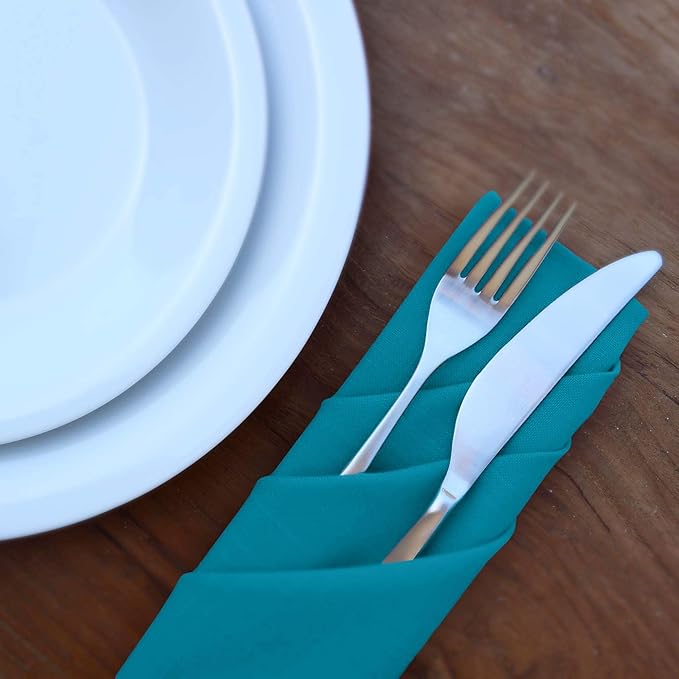 Ruvanti Cloth Napkins Set of 4, 18x18 Inches Napkins Cloth Washable, Soft, Durable, Absorbent, Cotton Blend. Table Dinner Napkins Cloth for Hotel, Lunch, Restaurant, Wedding Parties - Teal