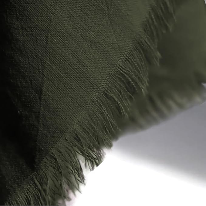 Handmade Cloth Napkins 100% Cotton Napkins with Fringe，Delicate Handmade Cloth Napkins for Dinners, Parties, Weddings and More，18 x 18 Inch Set of 12 - Olive Green