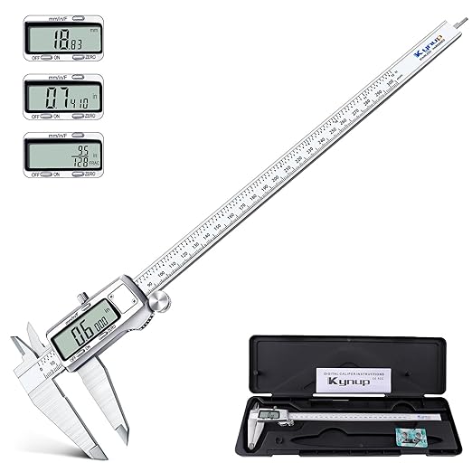 Kynup Digital Caliper 12inch, Caliper Measuring Tool, Micrometer Caliper with Full Turn Off Feature, Stainless Steel, Switch from Inch Metric Fraction (300mm)