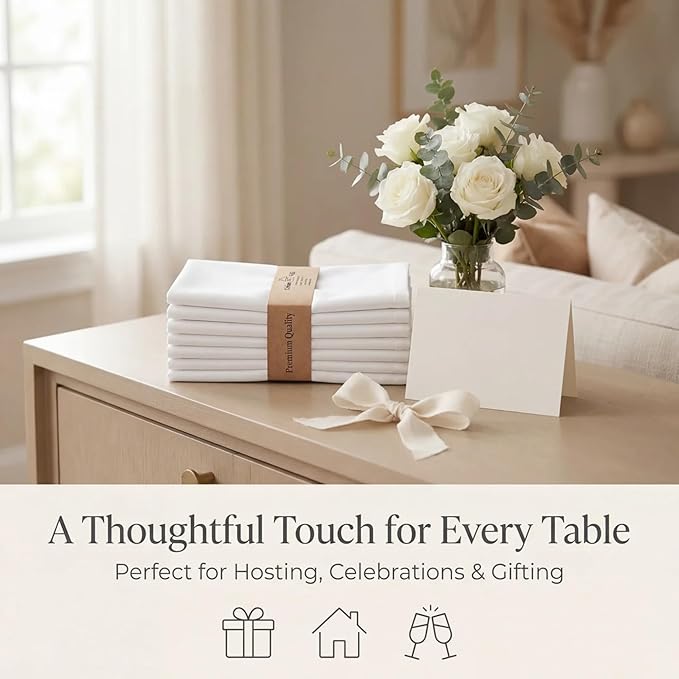 Urban Villa Cloth Napkins White Dinner Napkins Set of 12 (20X20) 100% Cotton Absorbent Washable Durable Reusable Cloth Napkins Ideal for Easter Decorations Hotel Collection Farmhouse Parties Napkins